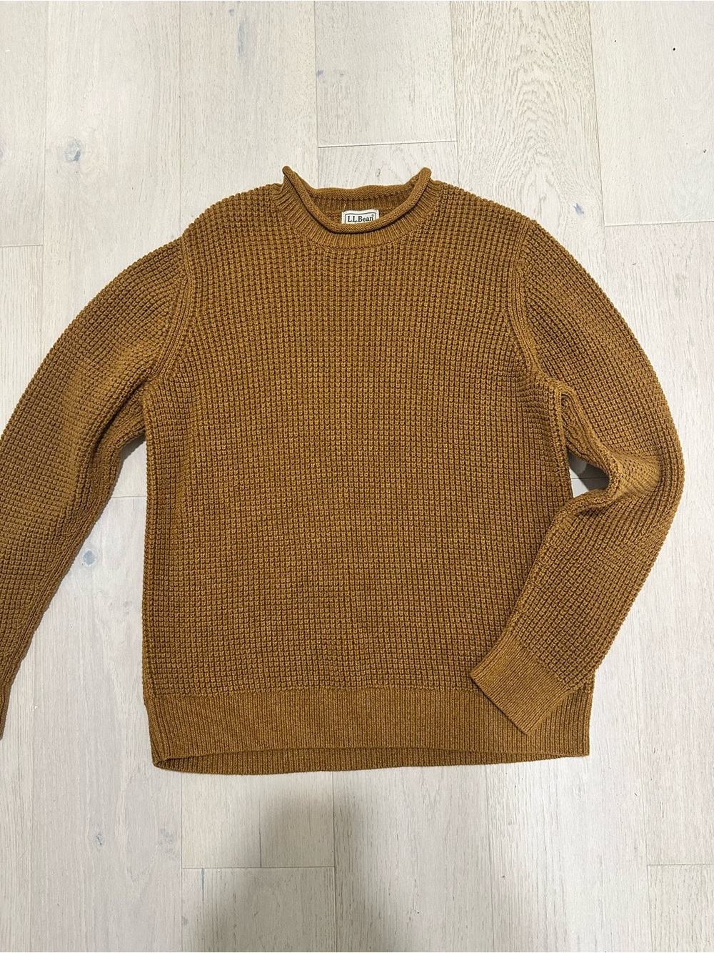 L.L.Bean Men's Organic Cotton Waffle Sweater, Rollneck Crew